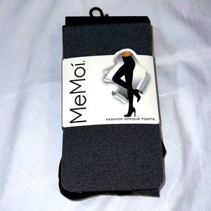 NWT, 2 Pair Fashion Opaque Tights. Black and dark gray.